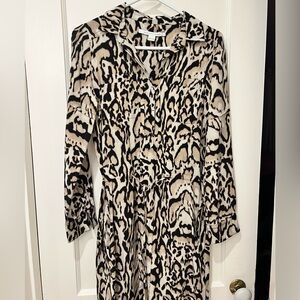 Diane Von Furstenberg Black and Cream Patterned Dress